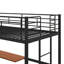 Lit mezzanine simple en métal avec bureau intégré et structure en grille métallique, y compris une échelle-114328199