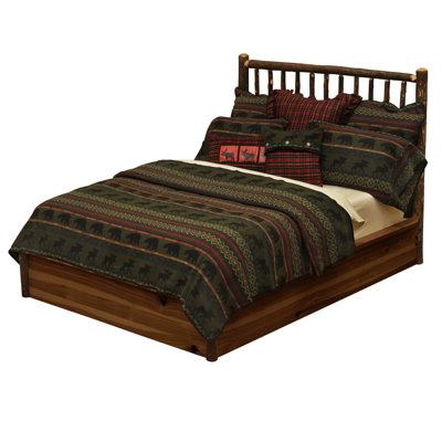 Fireside Lodge Hickory Log Traditional Platform Bed - Single - Cognac