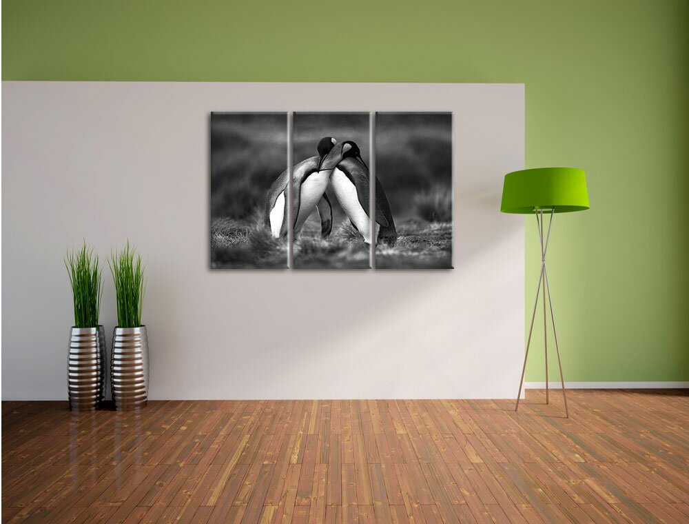 3-tlg. Leinwandbilder-Set „Umarmende Pinguine in der Antarktis“, Fotodruck