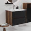 Ensemble de meuble-lavabo mural noir et noyer Gloria