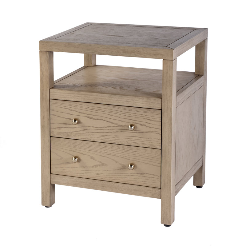 Nora 2-Drawer Nightstand, Light Oak