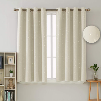 Star Printed Room Darkening Thermal Insulated Curtain Panels (Set Of 2)