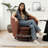 Set Of 2 Modern Tweed Swivel Barrel Accent Chairs-439750805
