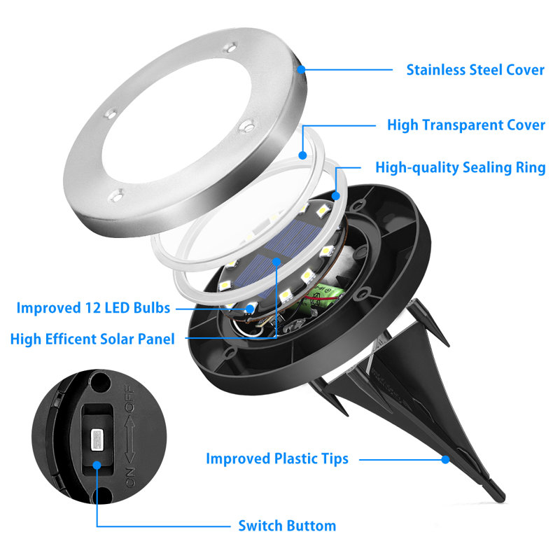 Stainless Steel Solar Powered Integrated LED Stainless Steel Pathway Light Pack