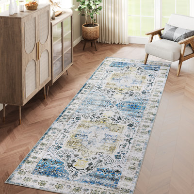 Runner Rug 2x6 Vintage Runner Rug Washable Indoor Accent Rug Runner Oriental Distressed Entryway Hallway Runners Ultra-Thin Soft Low Pile Kitchen Rug