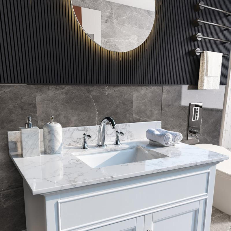 Lavabo encastré rectangulaire en céramique, Centres de 4 po