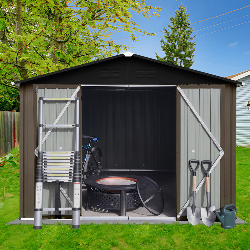Remise à outils en métal l 8 pi x P 10 pi, Brun