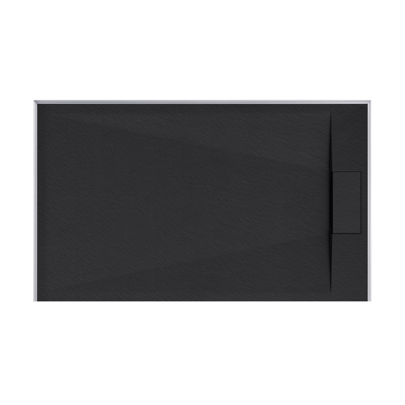 Receveur de douche rectangulaire extra-plat Lenora 152,4 cm x 91,4 cm avec bonde latérale dissimulée, noir uni, Black