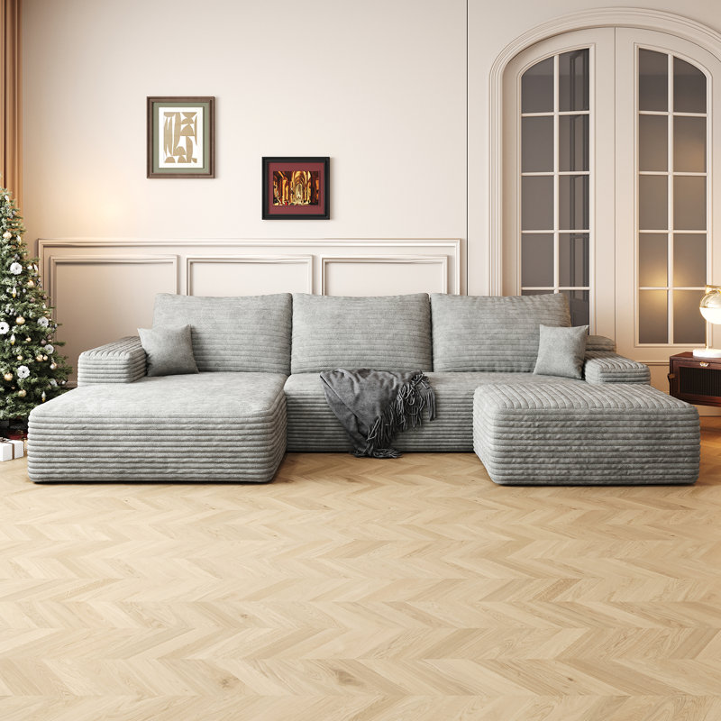 Canapé modulaire 107 po avec 1 repose-pieds, canapé rembourré et canapé en U Comfort