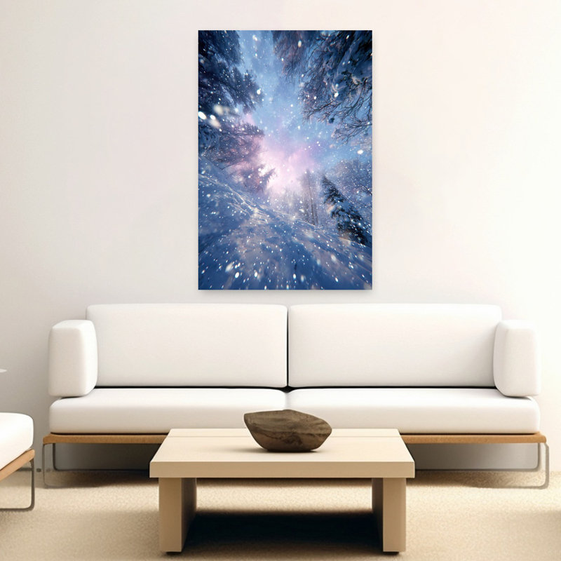 «Dreamy Snowy Forest Dreamy Peaceful Serene Forest Landscape», art mural, H 60 po x l 40 po