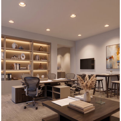 6-pack Anti-Glare LED Recessed Downlight with Stepped Baffle & Frosted Diffuser, Energy-Efficient Dimmable LED Ceiling Light,