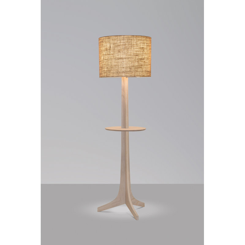 Lampe sur pied 59 po Nauta, Toile de jute, Aluminium brossÃ© / chÃªne dÃ©lavÃ© blanc / exposÃ