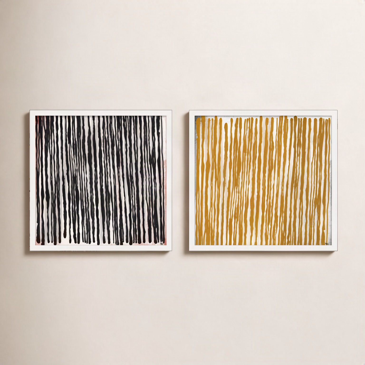 Waterfall 2-Piece Print Set by Marco Marella, White Paper Framed, 44" H x 44" W