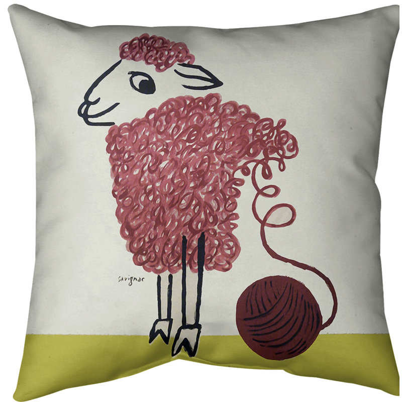 Raymond Savignac Reversible Pillow Cover, 18" H x 18" W, Pink, Spun Polyester