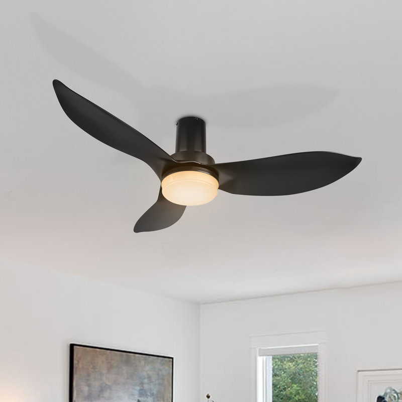 Ventilateur de plafond encastré 45 "à courant continu avec lumière DEL et télécommande, Noir