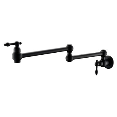 Wall Mounted Pot Filler Faucet Matte Black, Double Jointed Swing Arms, Scratch-, Rust-, 100% Brass For Operation Mount Joint Scratch , Rust , Differentiating