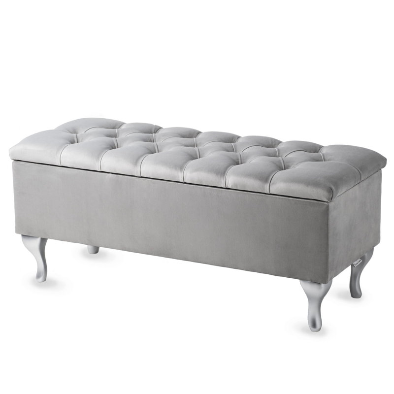 Kahler Velvet Upholstered Storage Bench, H42 x W100 x D30cm