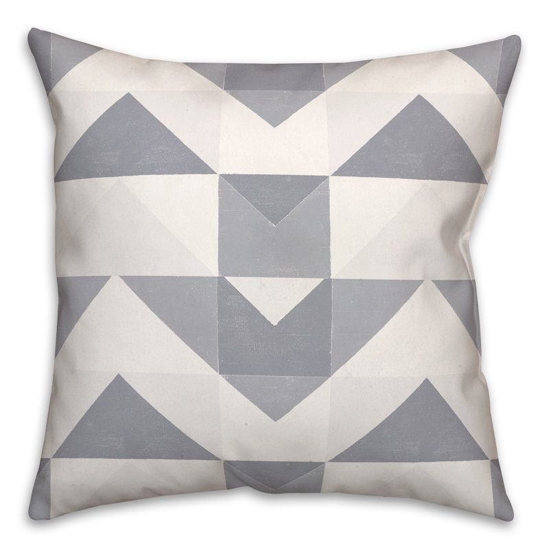 Housse et insert de coussin carré extérieur Geo Blocks 7, Bleu, 16 po x 16 po