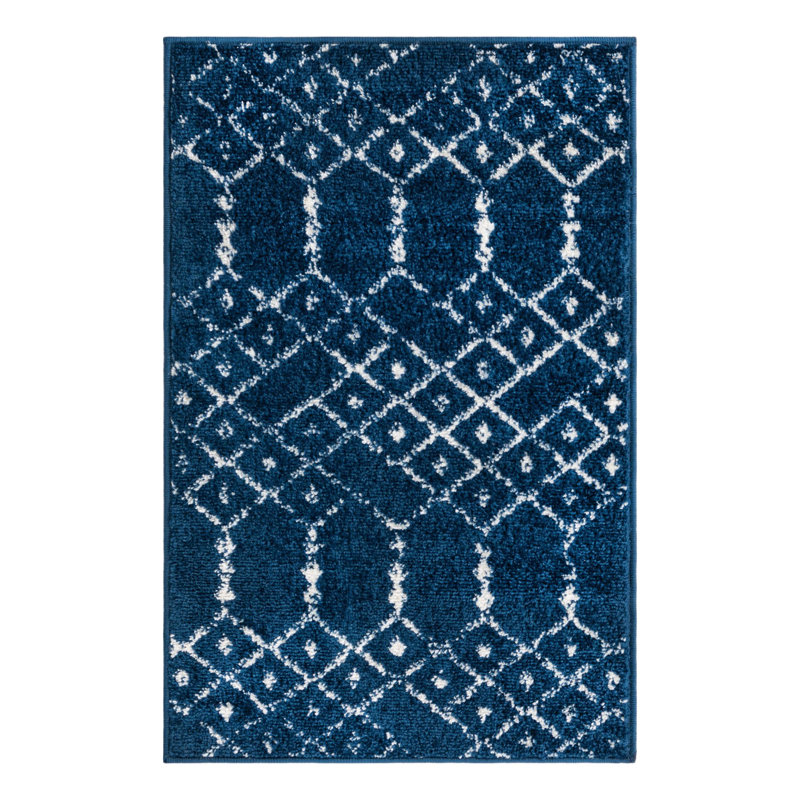 Tapis bleu marine / blanc Lenwood, Rectangle 2 pi x 3 pi