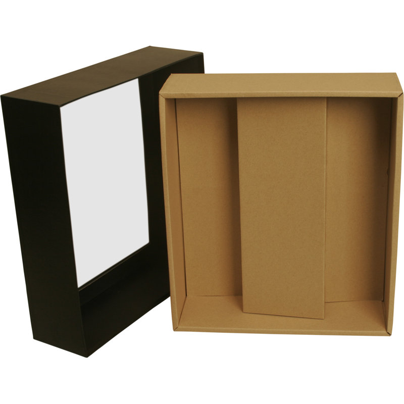 Boîte décorative en carton avec compartiment à vin simple Larnakas, Noir