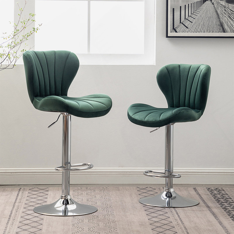 Modern Adjustable Bar Stools with Stylish Backs for Various Settings, Green