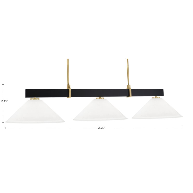 Bar 3 lumières Raheemah Wellington, Noir mat / laiton, H 10,25 po x l 16 po x P 16 po, Blanc