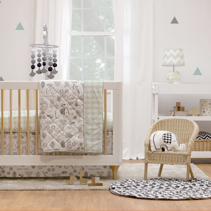Ensemble de literie pour lit de bébé 4pc-éléphant elle Celise