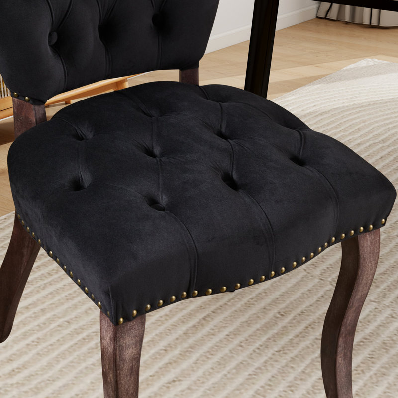 Chaise d'appoint capitonnée (ensemble de 2), Noir