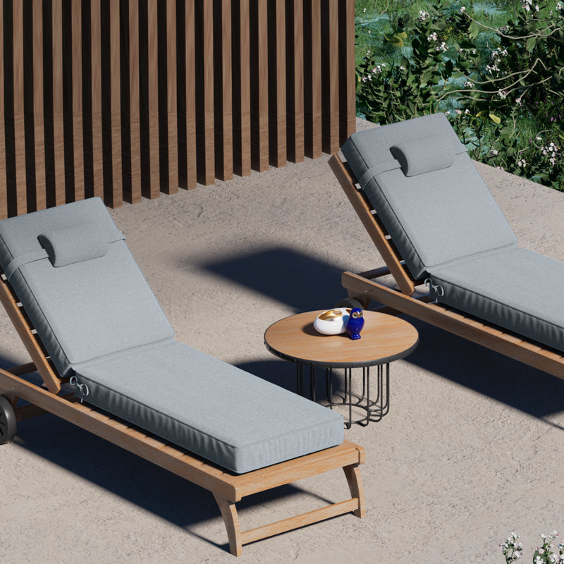 Outdoor Olefin Chaise Lounge Cushions(Set Of 2), Light Gray, 44" W x 21" D