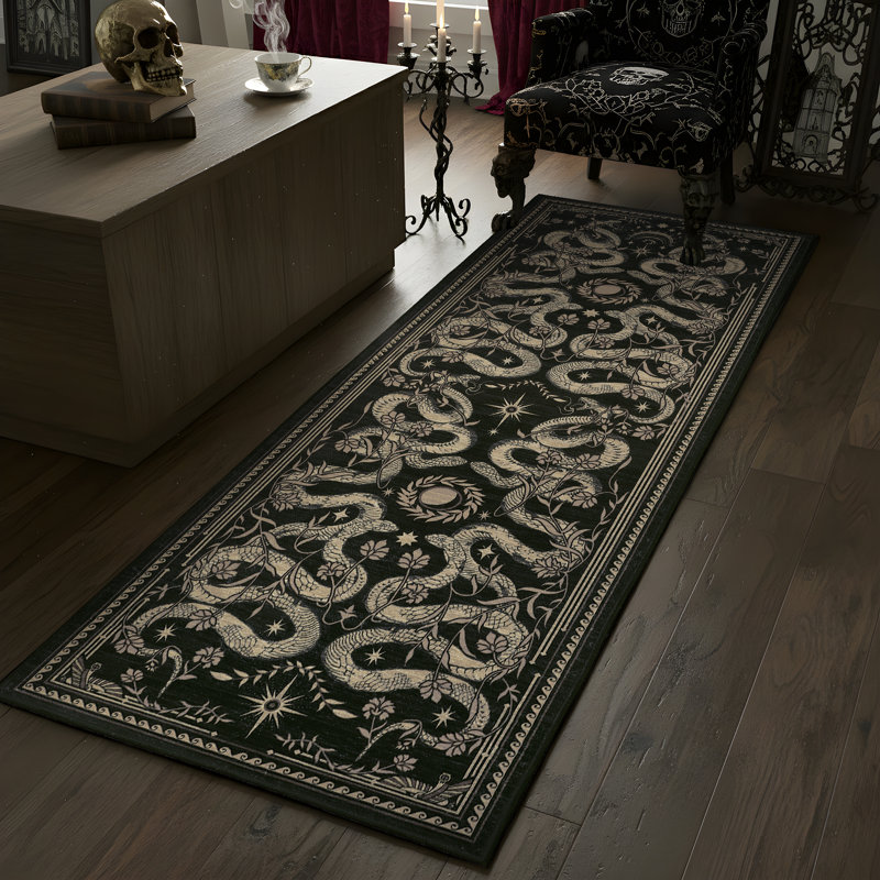 Tapis lavables Snake avec envers en caoutchouc antidérapant pour le salon Tapis antidérapant à poils courts pour la salle à manger Revêtement de sol forêt résistant aux taches