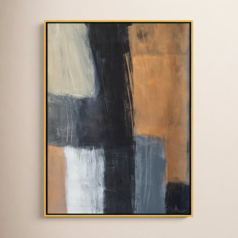 Calderon Karl Metallic Slate II par Print, Cadre flottant doré, Pas de tapis, H 41,5 po x l 31,5 po x P 2 po