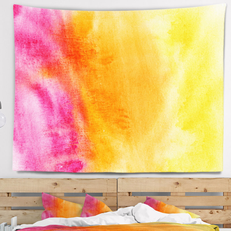Abstrait violet jaune meet orange tapisserie, H 32 po x l 39 po