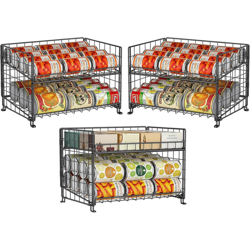 Adjustable Can Rack Organizer, Stackable Can Storage for Kitchen Pantry Cabinet, 2-Tier Can Holders for Food, Multifunctional Can Dispenser for Snacks Soda-3 Pack