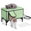Abri pour chat surélevé et chauffé pour chat avec coussin chauffant vert (M)