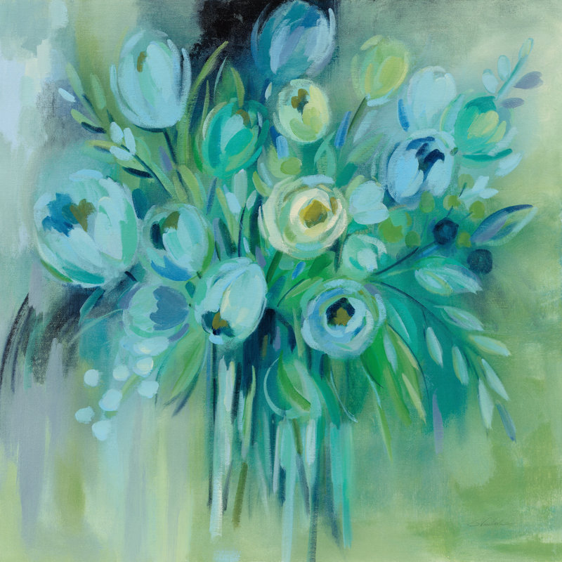 Aurora Borealis Florals by Silvia Vassileva - Wrapped Canvas Painting, 76cm H x 76cm W