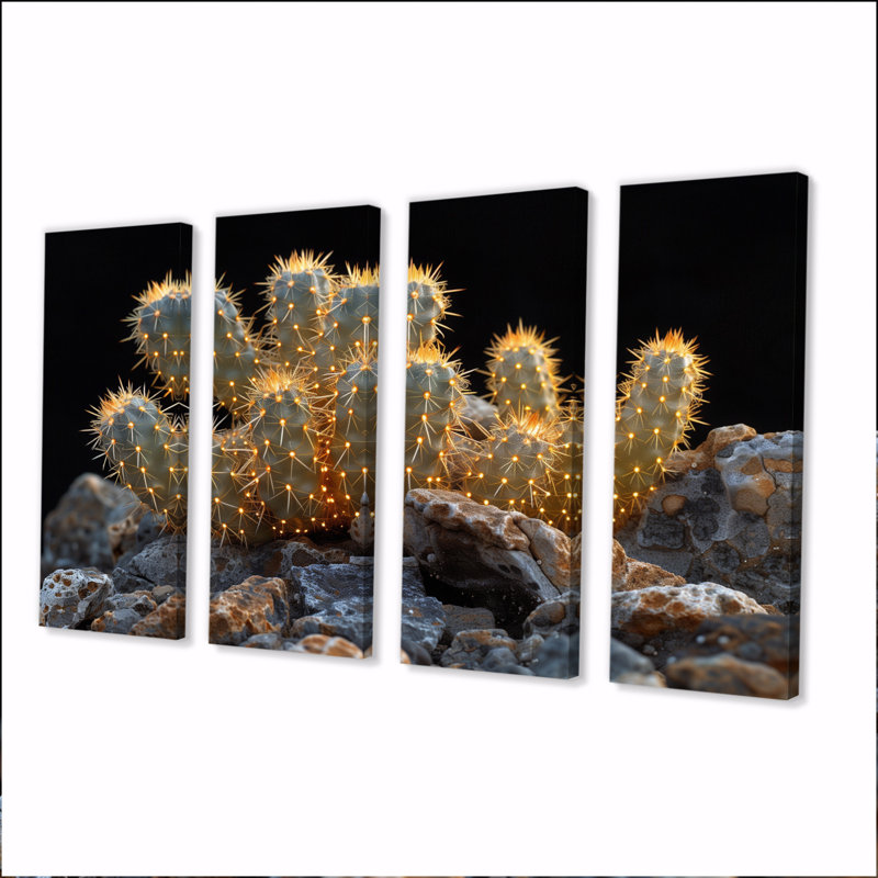 Cactus jaune, jaune et noir, H 28 po x l 48 po