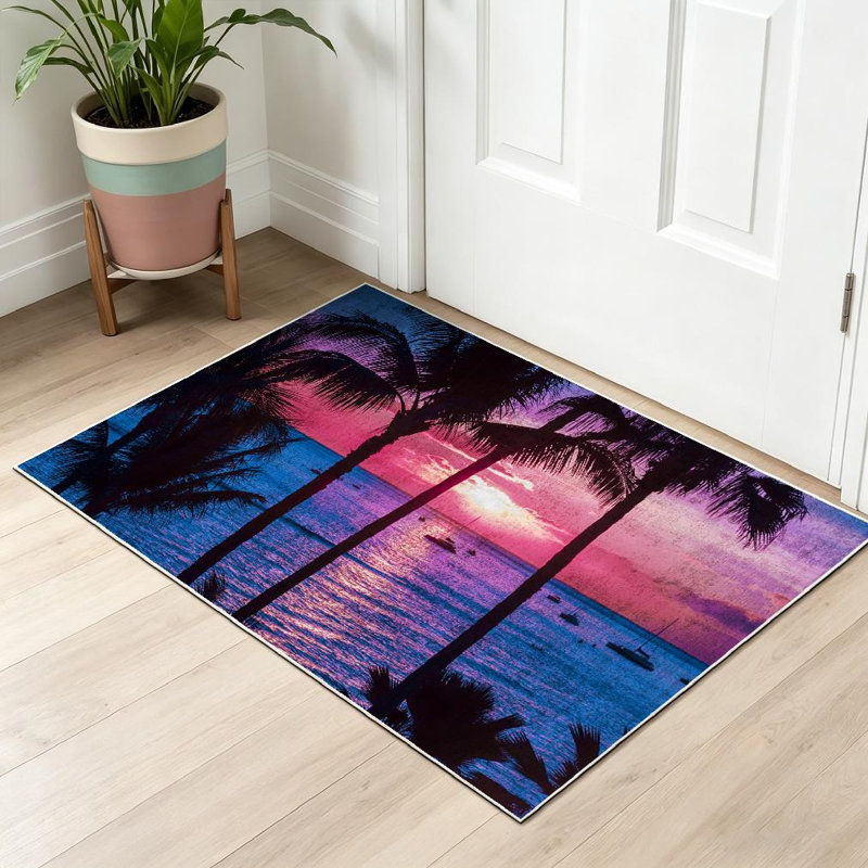 Tapis transparent palmier transparent Hawaii Beach, Rectangle 32 po x 47 po