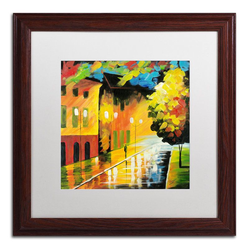 Colorful Street Light Landscape Giclee Canvas Art with Black Frame