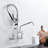 Commercial Sink Faucet Pre-Rinse Deck Mounted - 21" Tall, 8 Inch Center, 10" Add-On Spout, Coiled Spring Spray, Ceramic Filler, Brass Construction, , Modern Kitchen For Use Height, 8" Swing Finish