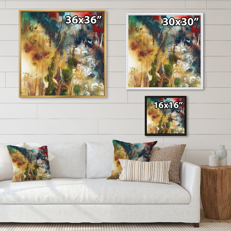Motif naturel - art abstrait, L 36 po x H 36 po x P 1,5 po, Cadre flottant blanc