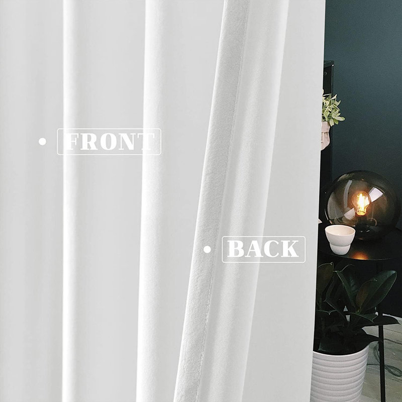 Velvet Noise Reducing Room Darking Grommet Curtain Panels for Home & Office, 52" W x 84" L, White
