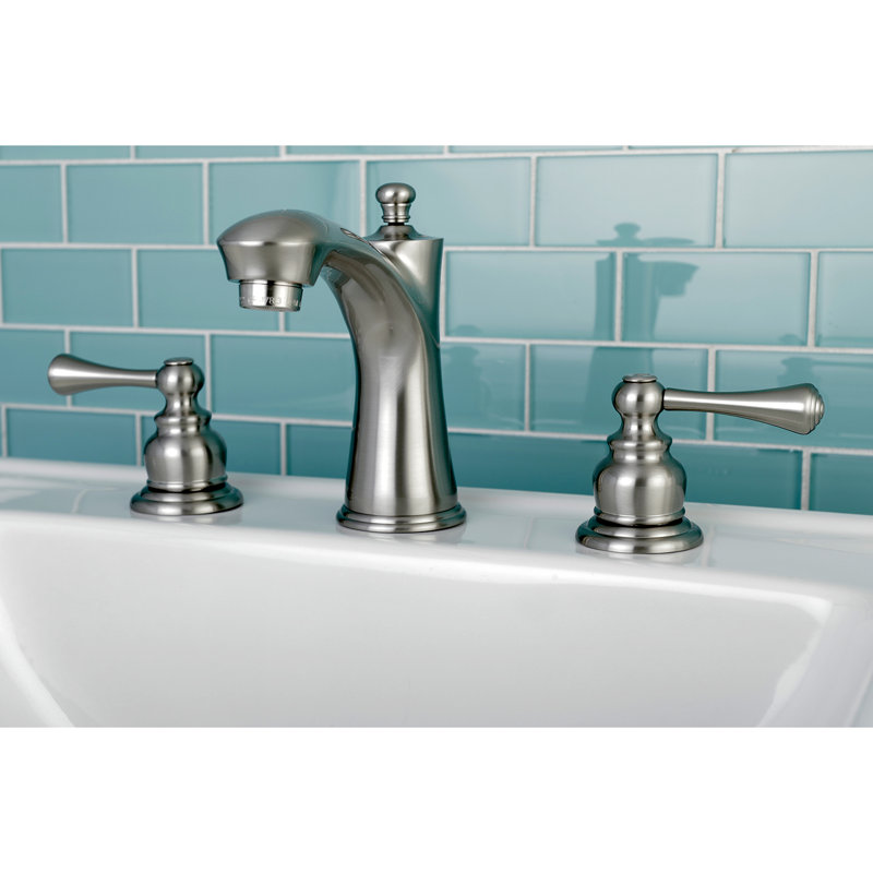 Robinet de salle de bain espacé à fixation à deux poignées et 3 trous Kingston, Nickel brossé