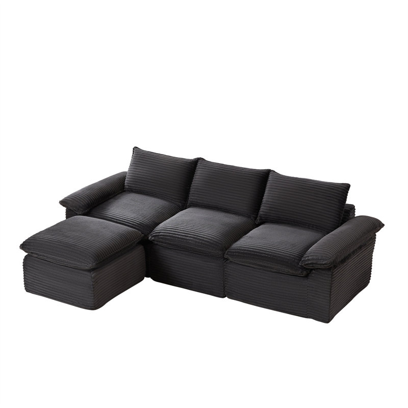 111.03" Modular Sectional, Dark Gray Corduroy