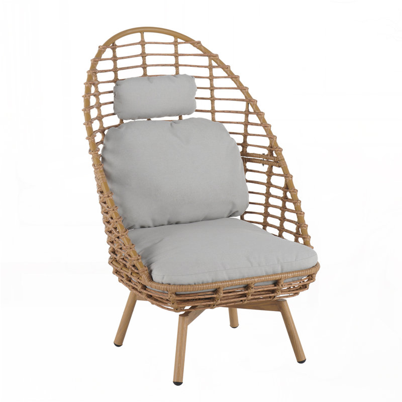 Chaise longue pivotante d'extérieur en osier à haut dossier