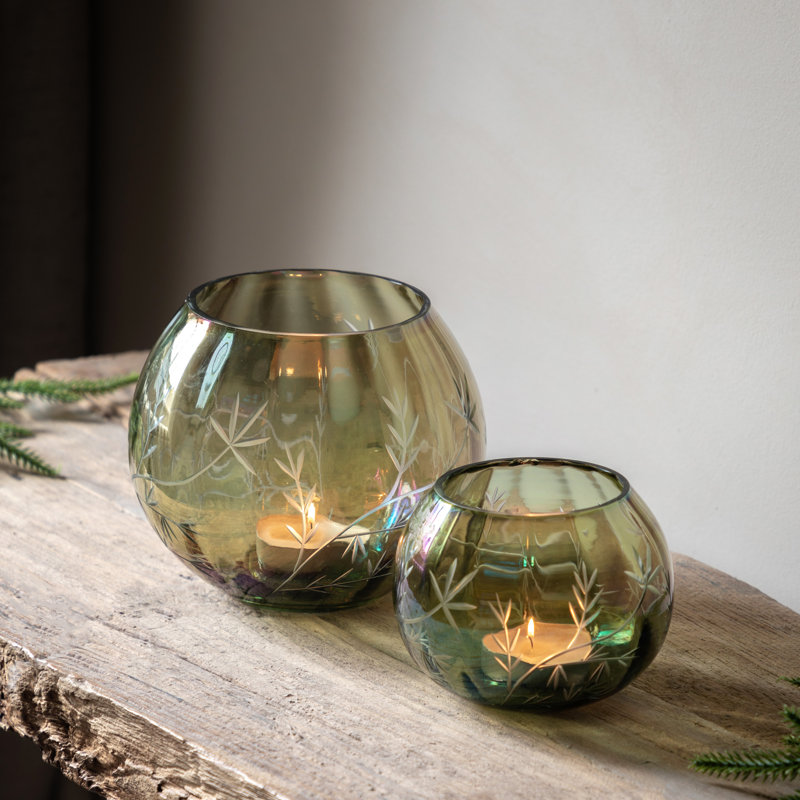 Glass Tabletop Tealight Holder, 12" H x 14" W x 14" D