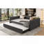 Lit de jour double, canapé-lit capitonné capitonné avec couchette, lit de jour avec bouton et clou en cuivre sur accoudoirs carrés, lit de jour double avec couchette simple-567291115