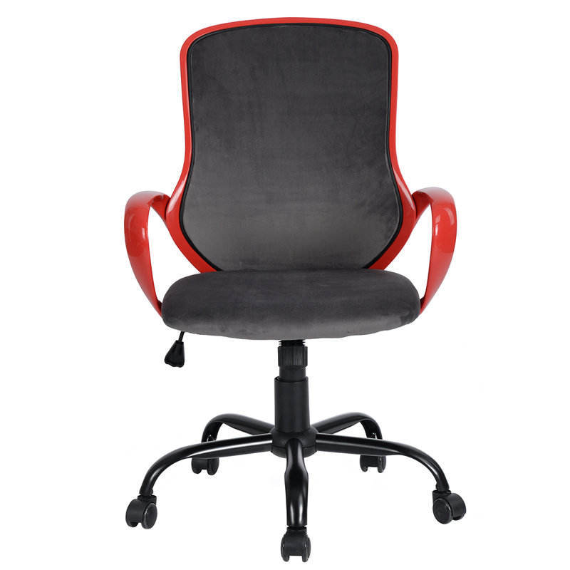 Petworth Velvet Office Chair, Grey/Red