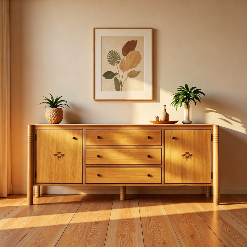 Retro-Style Solid Wood Sideboard