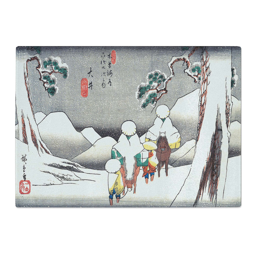 Tempered Glass Riders in the Snow by Utagawa Hiroshige Chopping Board
