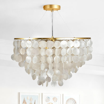 7 - Light Dimmable Capiz Shell Chandelier
